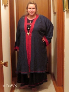 The finished result of the Viking age coat - way too big for me.