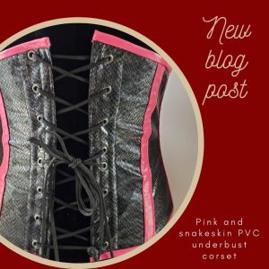 Custom-made pink and silver-black snakeskin PVC underbust corset 
