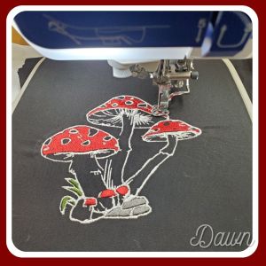 Machine Embroidered Mushrooms